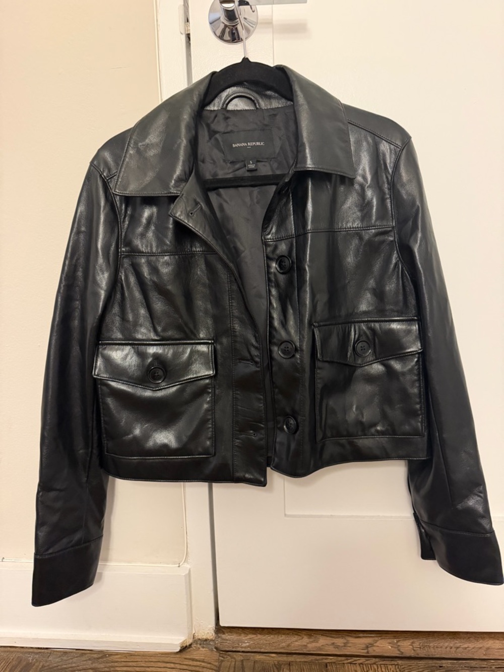 Banana Republic Black Vegan Leather Short Jacket